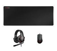 Mars Gaming MCPPRO, Combo Gaming, Ratón 9800DPI, Alfombrilla XL y Cascos Over-Ear, Negro
