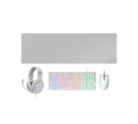 Mars Gaming MCPRGB3WFR Combo Teclado FRGB + Mouse + Auriculares + Alfombrilla Blanco - Francés