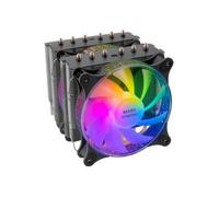 Mars Gaming MCPU-XT, Disipador CPU, Doble Torre Refrigeración, 6 Heatpipes HCT, TDP 300 W, 2 Ventiladores ARGB PWM 12 cm, Negro
