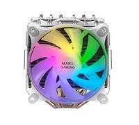 Mars Gaming MCPU-XT, Disipador CPU, Doble Torre Refrigeración, 6 Heatpipes HCT, TDP 300 W, 2 Ventiladores ARGB PWM 12 cm, Blanco