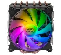Mars Gaming MCPU-XT, Disipador CPU, Doble Torre Refrigeración, 6 Heatpipes HCT, TDP 300 W, 2 Ventiladores ARGB PWM 12 cm, Negro