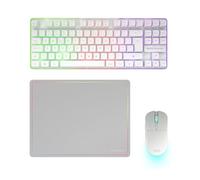 Mars Gaming MCPWTKL, Combo Gaming Inalámbrico, Tecnología DualPro Link 2.4GPRO, Teclado TKL FRGB Rainbow + Ratón RGB 3200DPI y Switches HUANO + Alfombrilla Antideslizante 360x260mm, Blanco, Portugués