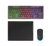 Mars Gaming MCPWTKL, Español, Combo Gaming Inalámbrico, Tecnología DualPro Link 2.4GPRO, Teclado TKL FRGB Rainbow + Ratón RGB 3200DPI y Switches HUANO + Alfombrilla Antideslizante 360x260mm, Negro
