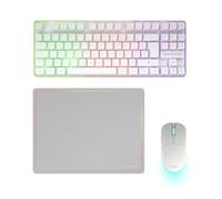 Mars Gaming MCPWTKL, Combo Gaming Inalámbrico, Tecnología DualPro Link 2.4GPRO, Teclado TKL FRGB Rainbow + Ratón RGB 3200DPI y Switches HUANO + Alfombrilla Antideslizante 360x260mm, Blanco, Francés