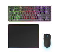 Mars Gaming MCPWTKL, Combo Gaming Inalámbrico, Tecnología DualPro Link 2.4GPRO, Teclado TKL FRGB Rainbow + Ratón RGB 3200DPI y Switches HUANO + Alfombrilla Antideslizante 360x260mm, Negro, Francés