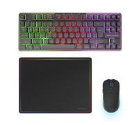 Mars Gaming MCPWTKL, Inglés US, Combo Gaming Inalámbrico, Tecnología DualPro Link 2.4GPRO, Teclado TKL FRGB Rainbow + Ratón RGB 3200DPI y Switches HUANO + Alfombrilla Antideslizante 360x260mm, Negro