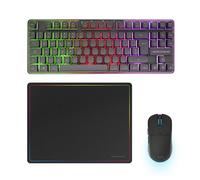 Mars Gaming MCPWTKL, Italiano, Combo Gaming Inalámbrico, Tecnología DualPro Link 2.4GPRO, Teclado TKL FRGB Rainbow + Ratón RGB 3200DPI y Switches HUANO + Alfombrilla Antideslizante 360x260mm, Negro