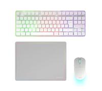 Mars Gaming MCPWTKL, Portugués, Combo Gaming Inalámbrico, Tecnología DualPro Link 2.4GPRO, Teclado TKL FRGB Rainbow + Ratón RGB 3200DPI y Switches HUANO + Alfombrilla Antideslizante 360x260mm, Blanco