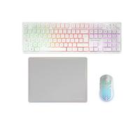 Mars Gaming MCPWX, Combo Gaming Inalámbrico, Tecnología DualPro Link 2.4GPRO, Teclado Completo FRGB con Control Multimedia + Ratón RGB 3200DPI + Alfombrilla Antideslizante 360x260mm, Blanco, Italiano