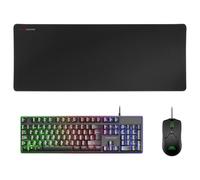 Mars Gaming MCPX, Idioma Español, Combo Gaming 3en1 con Teclado H-Mech Iluminado, Ratón Ultraligero 10000 dpi con Software y Alfombrilla XXL, Compatible con PC, PS4, PS5, Xbox, Negro