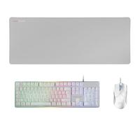 Mars Gaming MCPX, Idioma Español, Combo Gaming 3en1 con Teclado H-Mech Iluminado, Ratón Ultraligero 10000 dpi con Software y Alfombrilla XXL, Compatible con PC, PS4, PS5, Xbox, Blanco