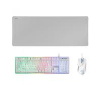 Mars Gaming MCPX, Combo Gaming 3en1 con Teclado H-Mech Iluminado, Ratón Ultraligero 10000 dpi con Software y Alfombrilla XXL, Compatible con PC, PS4, PS5, Xbox, Idioma Francés AZERTY, Blanco