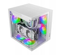 Mars Gaming MCV-One, Caja Gaming ATX, Doble Cristal Templado Continuo, Ventilador Trasero FRGB 12cm, Estructura Doble Cámara, Semitorre PC Compacta, Soporte Refrigeración Líquida hasta 240mm, Blanco