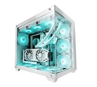 Mars Gaming MCV4, Torre Gaming Custom XXL E-ATX, Ventana Cristal Templado Lateral y Frontal Sin Marco, Estructura Modular Doble Cámara, Blanco