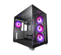 Mars Gaming MCV5, Caja PC ATX, Cristal Templado Panorámico, 4X Ventiladores ARGB 120mm, 7 Slots PCI Horizontales + 2 Slots PCI Verticales, Compatible con Placas Base de Conector Inverso, USB-C, Negro