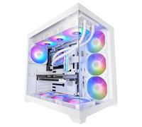 Mars Gaming MCV5, Caja PC ATX, Cristal Templado Panorámico, 4x Ventiladores ARGB 120mm, 7 Slots PCI Horizontales + 2 Slots PCI Verticales, Compatible con Placas Base de Conector Inverso, USB-C, Blanco