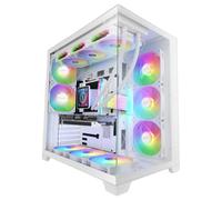 Mars Gaming MCVPRO Caja PC ATX 5X Ventiladores ARGB Diseño Panorámico | Cristal Continuo sin Marcos, Dual Rear Fan, Doble Cámara, Refrigeración Líquida hasta 360mm, ATX/MicroATX/Mini-ITX, Blanco
