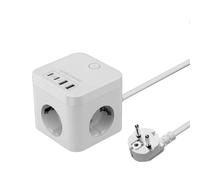 Mars Gaming MD-CUBE35, Powercube Multifunción Compacto, 3X Enchufes SCHUKO + 2X USB-C + 2X USB-A, Carga Rápida PD 35W, Tecnología GAN, Cable 1.8m, Botón ON/Off e Indicador LED, 9 Protecciones, Blanco