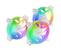 Mars Gaming - MF-3A, Kit 3x Ventiladores FDB Ultrasilenciosos 120mm, Iluminación ARGB Rainbow 360º Sin Marco, Ventialdor - MF3AW