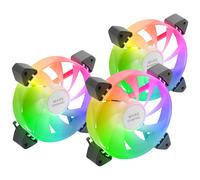 Mars Gaming MF-3A, Kit 3x Ventiladores FDB Ultrasilenciosos 120mm, Iluminación ARGB Rainbow 360º Sin Marco, Ventialdores 3en1 con Compatibilidad Total ARGB, Doble Conector ARGB Macho + Hembra,