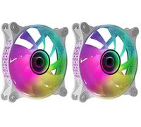 Mars Gaming MF-3D, Ventilador ARGB 360° 12cm, Espejo Infinito 3D, Sistema Anti-vibraciones, Ultra-silencioso, Compatibilidad Total, Blanco (Paquete de 2)