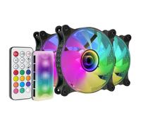 Mars Gaming MF-3DKIT, Kit 3 Ventiladores ARGB 360° 12cm, Espejo Infinito 3D, Sistema Anti-vibraciones, Controlador ARGB, Mando a Distancia RF, Compatibilidad Total, Negro