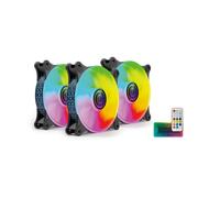 Mars Gaming - MF-3DKIT Negro, Kit 3 Ventiladores ARGB 360° 12cm, Espejo Infinito 3D, Sistema Anti-vibraciones, Controlador ARGB,