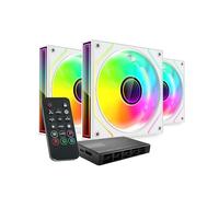 MARS GAMING MF-3DPROKIT, Kit 3x Ventiladores PWM 120mm, Iluminación ARGB Infinity Mirror 3D, Sistema Control PWM, Rodamientos FDB, Mando a Distancia y HUB, Compatibilidad Total ARGB, Blanco