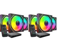 MARS GAMING MF-3DPROKIT, Kit 3x Ventiladores PWM 120mm, Iluminación ARGB Infinity Mirror 3D, Sistema Control PWM, Rodamientos FDB, Mando a Distancia y HUB, Compatibilidad Total ARGB, Negro