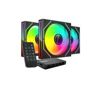 MARS GAMING MF-3DPROKIT, Kit 3x Ventiladores PWM 120mm, Iluminación ARGB Infinity Mirror 3D, Sistema Control PWM, Rodamientos FDB, Mando a Distancia y HUB, Compatibilidad Total ARGB, Blanco