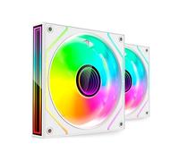 MARS GAMING MF-3DPROX2, Kit 2x Ventiladores PWM 120mm, Iluminación ARGB Triple Infinity Mirror 360°, Sistema de Control PWM, Rodamientos FDB, Ventiladores PC con Compatibilidad Total ARGB, Blanco