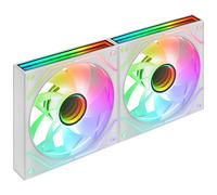 Mars Gaming MF-3DPROX2R, Kit 2x Ventiladores 120mm, Aspas Invertidas, Iluminación ARGB Triple Infinity Mirror 360°, Control PWM, Rodamientos FDB, Ventiladores PC con Compatibilidad Total ARGB, Blanco