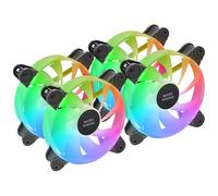 Mars Gaming MF-4A, Kit 4x Ventiladores 120mm ARGB, Iluminación 360° Sin Marco, RGB Direccionable 5V 3Pin, Efecto Rainbow Personalizable, Rodamientos FDB Ultrasilenciosos, Doble Conector, Negro