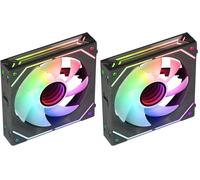 Mars Gaming MF-LINKFINITY, Ventilador Modular PWM 120mm, Sistema de Conexión LINKFINITY, Iluminación Infinity Mirror ARGB 360º, Ultra-silencioso 12dB, Negro (Paquete de 2)