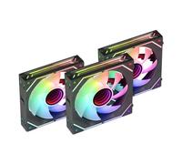 Mars Gaming MF-LINKFINITYKIT, Kit 3x Ventiladores Modulares PWM 120mm, Sistema de Conexión LINKFINITY, Iluminación Infinity Mirror ARGB 360º y Controladora ARGB, Ultra-silenciosos 12dB, Negro