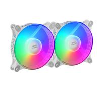 Mars Gaming MFDUO, Kit 2x Ventiladores de 120mm FRGB Rainbow 360°, Ultra-silencioso, Doble Conexión 3PIN + 4PIN, Blanco