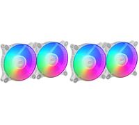 Mars Gaming MFDUO, Kit 2x Ventiladores de 120mm FRGB Rainbow 360°, Ultra-silencioso, Doble Conexión 3PIN + 4PIN, Blanco (Paquete de 2)