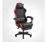 Mars Gaming MGC-X, Silla Gaming Ergonómica, Cuero Sintético, Respaldo Reclinable y Altura Regulable, Reposabrazos Dinámico, Cojín Cervical y Lumbar, Silla de Oficina con Reposapiés Extensible, Rojo