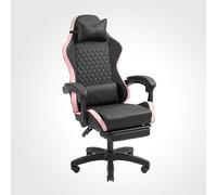Mars Gaming MGC-X, Silla Gaming Ergonómica, Cuero Sintético, Respaldo Reclinable y Altura Regulable, Reposabrazos Dinámico, Cojín Cervical y Lumbar, Silla de Oficina con Reposapiés Extensible, Rosa