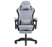 Mars Gaming MGC-X, Silla Gaming Ergonómica, Tejido Transpirable, Respaldo Reclinable y Altura Regulable, Reposabrazos Dinámico, Cojín Cervical y Lumbar, Silla Oficina con Reposapiés Extensible, Negro