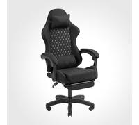 Mars Gaming MGC-X, Silla Gaming Ergonómica, Tejido Transpirable, Respaldo Reclinable y Altura Regulable, Reposabrazos Dinámico, Cojín Cervical y Lumbar, Silla Oficina con Reposapiés Extensible, Negro