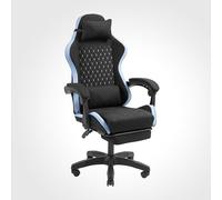 Mars Gaming MGC-X, Silla Gaming Ergonómica, Tejido Transpirable, Respaldo Reclinable y Altura Regulable, Reposabrazos Dinámico, Cojín Cervical y Lumbar, Silla Oficina con Reposapiés Extensible, Azul