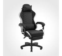 Mars Gaming MGC-X, Silla Gaming Ergonómica, Tejido Transpirable, Respaldo Reclinable y Altura Regulable, Reposabrazos Dinámico, Cojín Cervical y Lumbar, Silla Oficina con Reposapiés Extensible, Blanco