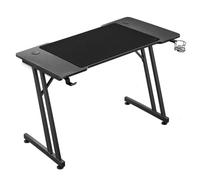 Mars Gaming MGD-A120 Escritorio Gaming 120x60cm Fibra de Carbono | Alfombrilla XXL, Estructura de Acero, Doble Pata en Z, Soporte para Auriculares y Portavasos, Gestión de Cables, Negro