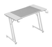Mars Gaming MGD-A120 Escritorio Gaming 120x60cm Fibra de Carbono | Alfombrilla XXL, Estructura de Acero, Doble Pata en Z, Soporte para Auriculares y Portavasos, Gestión de Cables, Blanco