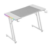 Mars Gaming MGD-A120RGB Escritorio Gaming 120x60cm Fibra de Carbono ARGB | Alfombrilla XXL, Estructura de Acero, Doble Pata en Z, Soporte para Auriculares y Portavasos, Gestión de Cables, Blanco