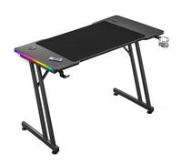 Mars Gaming MGD-A120RGB Escritorio Gaming 120x60cm Fibra de Carbono ARGB | Alfombrilla XXL, Estructura de Acero, Doble Pata en Z, Soporte para Auriculares y Portavasos, Gestión de Cables, Negro