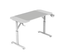 Mars Gaming MGD-ERGO120, Mesa Altura Ajustable 3 Posiciones, Superficie Ergonómica, Estructura Metálica, Alfombrilla XXL, Soporte Auriculares y Bebida, Gestión Cableado, Mesa Gaming 120x60cm, Blanco
