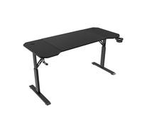 Mars Gaming MGD-ERGO140, Mesa Altura Ajustable 3 Posiciones, Superficie Ergonómica, Estructura Metálica, Alfombrilla XXL, Soporte Auriculares + Bebida, Gestión Cableado, Mesa Gaming 140x60cm, Negro
