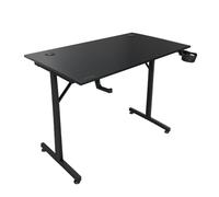 Mars Gaming MGD-X100 Mesa Gaming 100x60cm Acabado Fibra de Carbono | Estructura Acero, Pasacables Integrado, Soporte Auriculares y Posavasos, Peso hasta 100kg, Escritorio PC 100x60x75cm, Negro